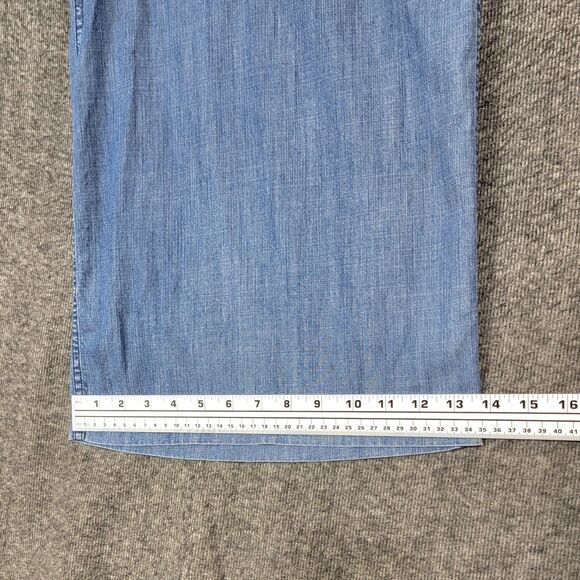 J Crew Jumpsuit Womens 16 Blue Chambray Denim Sleeveless Wide Leg Zip Front - Picture 9 of 16